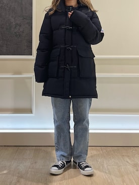 「GEVACO（ゲバコ）のアイテム（ダウンジャケット/コート）」を使った、Uchino.150cmさん（レディース・150cm）の秋コーディネート