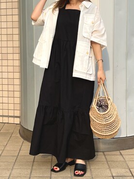「HALIN（ハリン）のアイテム（かごバッグ）」を使った、Uchino.150cmさん（レディース・150cm）の夏コーディネート