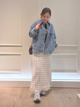 「アイテム（デニムジャケット）」を使った、Uchino.150cmさん（レディース・150cm）の秋コーディネート