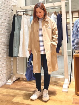 「GEVACO」｜「アイテム（ステンカラーコート）」を使った、Uchino.150cmさん（レディース・150cm）の春コーディネート