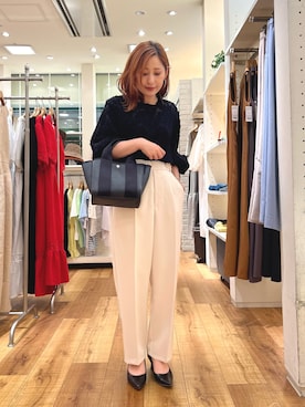 「ワーママコーデ」｜「アイテム（スラックス）」を使った、Uchino.150cmさん（レディース・150cm）の夏コーディネート