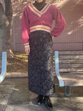 「ラインニット」｜__.umbu.さん（レディース・158cm）の冬コーディネート