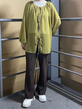 「マスタードイエロー」｜__.umbu.さん（レディース・158cm）の秋コーディネート