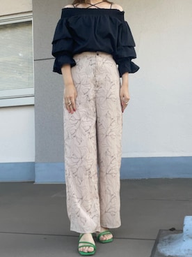 「AS KNOW AS PINKY（アズノゥアズピンキー）のアイテム（パンツ）」を使った、__.umbu.さん（レディース・158cm）の夏コーディネート