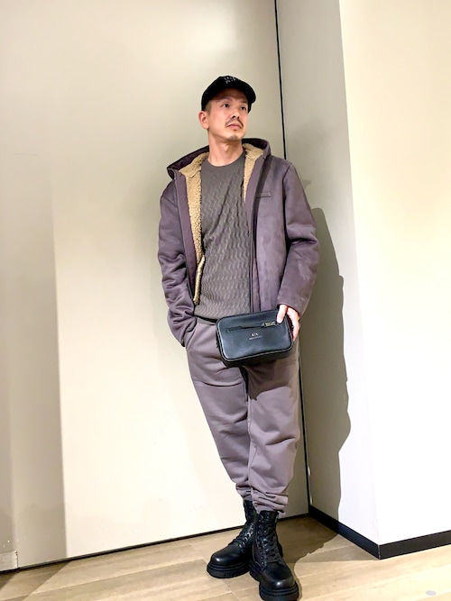 A|X アルマーニ エクスチェンジ】CL フェイクムートン×ボア フーデッド