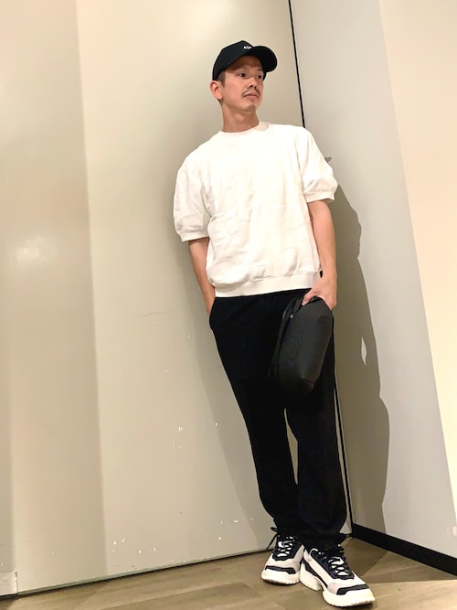 【美品】GIORGIO ARMANI 半袖 ニット イタリア製 ネイビー セール】【A|X アルマーニ エクスチェンジ】LIS ジャカード