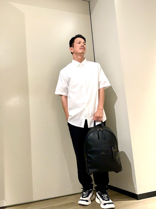 Armani Exchange ブラック レザーバックパック セール】【A|X アルマーニ エクスチェンジ】＜オンライン限定