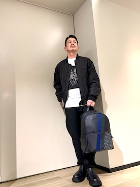 「ARMANI EXCHANGE（アルマーニエクスチェンジ）の【A|X アルマーニ エクスチェンジ】NL パデッド ボンバージャケット（ブルゾン）」を使った、TOI-Tさん（メンズ・170cm）の冬コーディネート