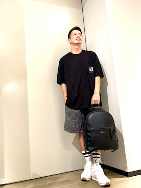 「ARMANI EXCHANGE（アルマーニエクスチェンジ）のアイテム」を使った、TOI-Tさん（メンズ・170cm）の夏コーディネート