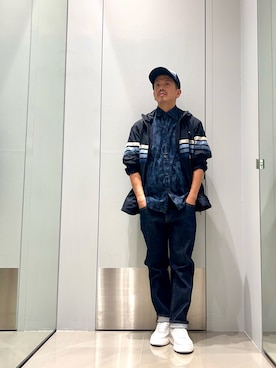「ARMANI EXCHANGE（アルマーニエクスチェンジ）のアイテム（キャップ）」を使った、TOI-Tさん（メンズ・170cm）の秋コーディネート