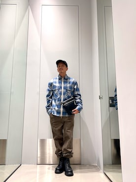 「ARMANI EXCHANGE（アルマーニエクスチェンジ）のアイテム（シャツ/ブラウス）」を使った、TOI-Tさん（メンズ・170cm）の秋コーディネート