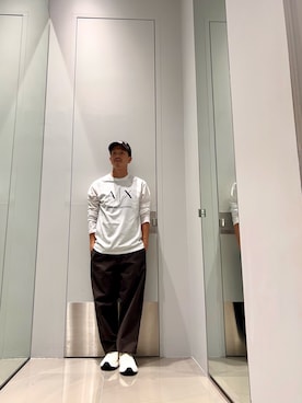 「ARMANI EXCHANGE（アルマーニエクスチェンジ）のアイテム（キャップ）」を使った、TOI-Tさん（メンズ・170cm）の秋コーディネート