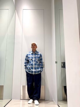 「ARMANI EXCHANGE（アルマーニエクスチェンジ）のアイテム（キャップ）」を使った、TOI-Tさん（メンズ・170cm）の夏コーディネート