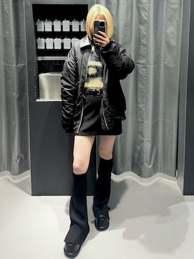 「レッグウォーマー」｜「アイテム（ブルゾン）」を使った、小池李花子さん（レディース・160cm）の秋コーディネート