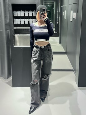 「y2k」｜「アイテム（ベルト）」を使った、小池李花子さん（レディース・160cm）の秋コーディネート
