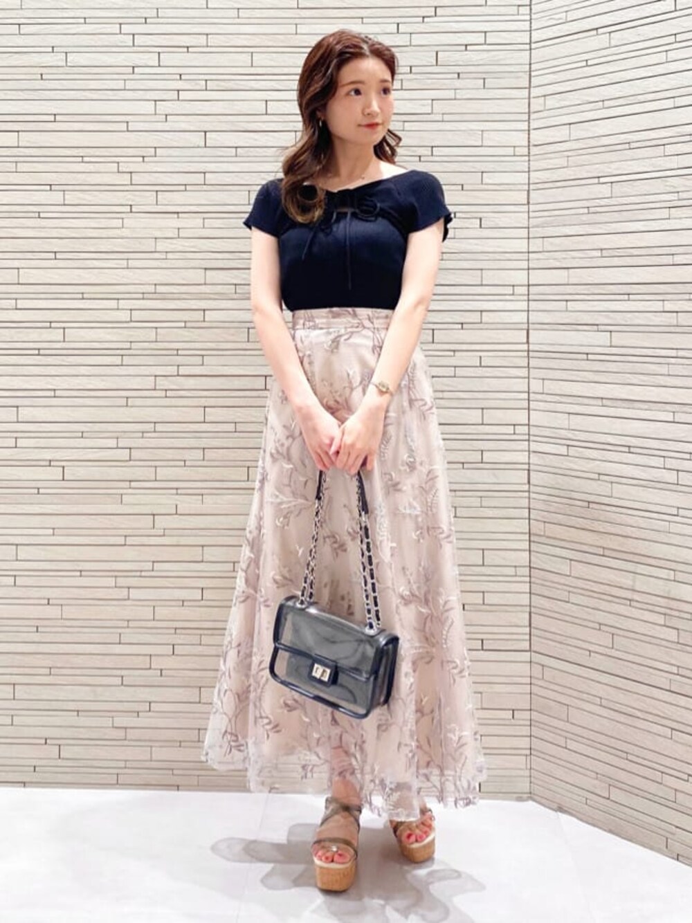 「選抜１」｜「MERCURYDUOのチュール刺繍フレアスカート（スカート、ピンク系）」を使った、nayuuさん（レディース・150cm）の春コーディネートの1枚目の写真