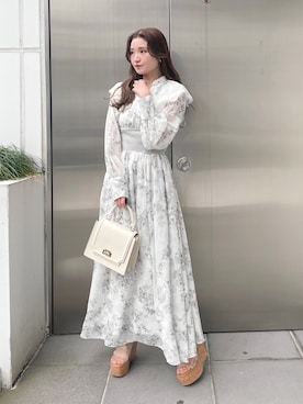 「MERCURYDUO（マーキュリーデュオ）のアコーディオンスクエアBAG（ハンドバッグ）」を使った、nayuuさん（レディース・150cm）の冬コーディネート