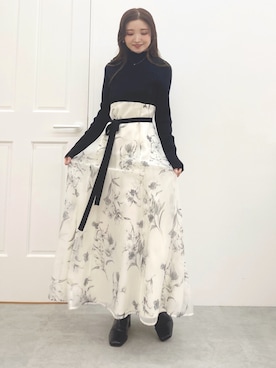 フラワードッキングコルセットニットワンピース 花柄を使った人気