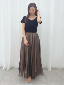 チュールドッキングビスチェニットワンピース｜マーキュリーデュオ