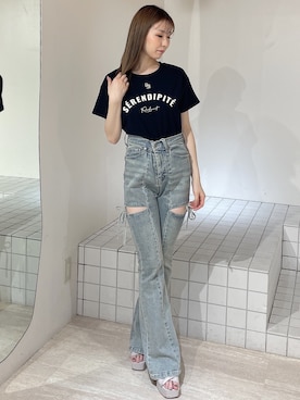 「RESEXXY（リゼクシー）のアイテム（Tシャツ/カットソー）」を使った、moekaさん（レディース・162cm）の夏コーディネート