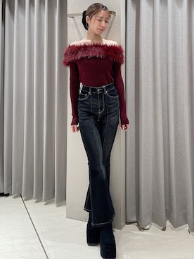 「アイテム（シュシュ）」を使った、moekaさん（レディース・162cm）の秋コーディネート