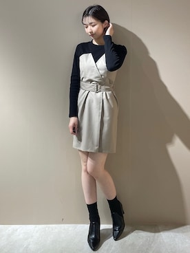 「ブーツスタイル」｜「アイテム（その他シューズ）」を使った、moekaさん（レディース・162cm）の冬コーディネート