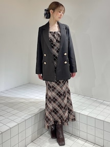 リゼクシー　バイアスチェックビスチェワンピース　ブラウン バイアスチェックビスチェワンピース（ワンピース）｜RESEXXY