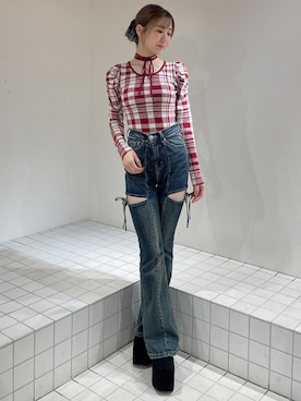 「アイテム（シュシュ）」を使った、moekaさん（レディース・162cm）の秋コーディネート