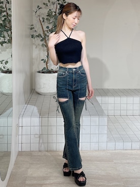 「アイテム（バレッタ/ヘアクリップ）」を使った、moekaさん（レディース・162cm）の夏コーディネート