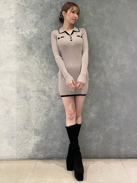 「アイテム（シュシュ）」を使った、moekaさん（レディース・162cm）の秋コーディネート