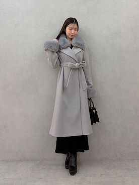 「RESEXXY（リゼクシー）のレディファーコート（その他アウター、グレー系）」を使った、moekaさん（レディース・162cm）の秋コーディネート
