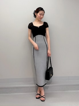 「RESEXXY（リゼクシー）のシアーボリュームシュシュ（シュシュ、ブラック系）」を使った、moekaさん（レディース・162cm）の夏コーディネート