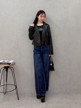 「RESEXXY（リゼクシー）のストレッチミドルブーツ（ブーツ、その他）」を使った、moekaさん（レディース・162cm）の秋コーディネート