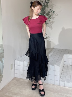 「アイテム（バレッタ/ヘアクリップ）」を使った、moekaさん（レディース・162cm）の夏コーディネート