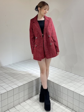 「アイテム（シュシュ）」を使った、moekaさん（レディース・162cm）の秋コーディネート