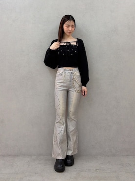 「RESEXXY（リゼクシー）のベルトデザインショートブーツ（ブーツ、ブラック系）」を使った、moekaさん（レディース・162cm）の秋コーディネート