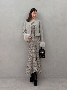 「RESEXXY（リゼクシー）のストレッチミドルブーツ（ブーツ、その他）」を使った、moekaさん（レディース・162cm）の秋コーディネート