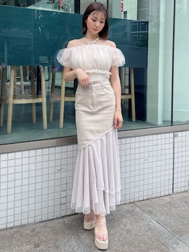 「RESEXXY（リゼクシー）のアイテム（ネックレス）」を使った、moekaさん（レディース・162cm）の春コーディネート