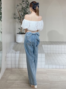 RESEXXY リゼクシー　バックリボンデニムパンツ 　 M リゼクシー RESEXXY バックリボンデニムパンツ （アイスブルー