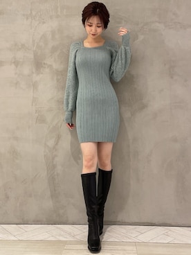 「RESEXXY（リゼクシー）のストレッチスレンダーミドルブーツ（ブーツ）」を使った、moekaさん（レディース・162cm）の冬コーディネート