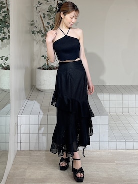 「アイテム（バレッタ/ヘアクリップ）」を使った、moekaさん（レディース・162cm）の夏コーディネート