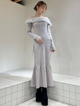 「アイテム（ワンピース/ドレス、パープル系）」を使った、moekaさん（レディース・162cm）の秋コーディネート