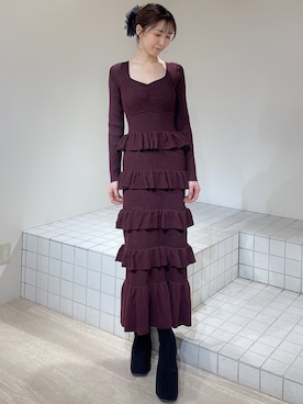 「アイテム（バレッタ/ヘアクリップ）」を使った、moekaさん（レディース・162cm）の冬コーディネート