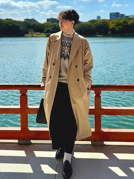 「アイテム（トレンチコート）」を使った、Shionさん（メンズ・171cm）の秋コーディネート