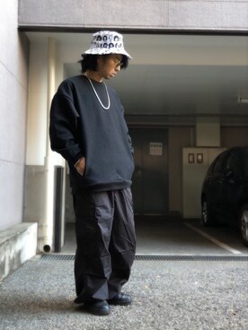 「ワイドシルエット」｜「アイテム（帽子）」を使った、gov1016さん（メンズ・168cm）の冬コーディネート