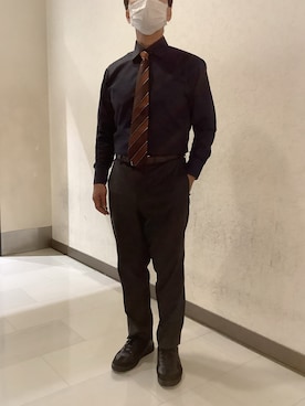 「アイテム（ビジネスシャツ）」を使った、SHIRTS PLAZA リンクスウメダ店さん（メンズ・164cm）の秋コーディネート