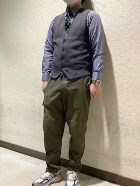 「アイテム（ネクタイ、グリーン系）」を使った、SHIRTS PLAZA リンクスウメダ店さん（メンズ・181cm）の冬コーディネート
