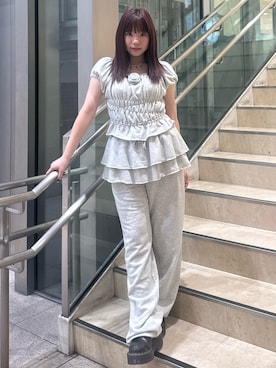 「アイテム（スウェットパンツ）」を使った、ANJUさん（レディース・153cm）の夏コーディネート