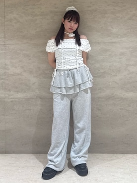 「アイテム（シュシュ）」を使った、ANJUさん（レディース・153cm）の夏コーディネート