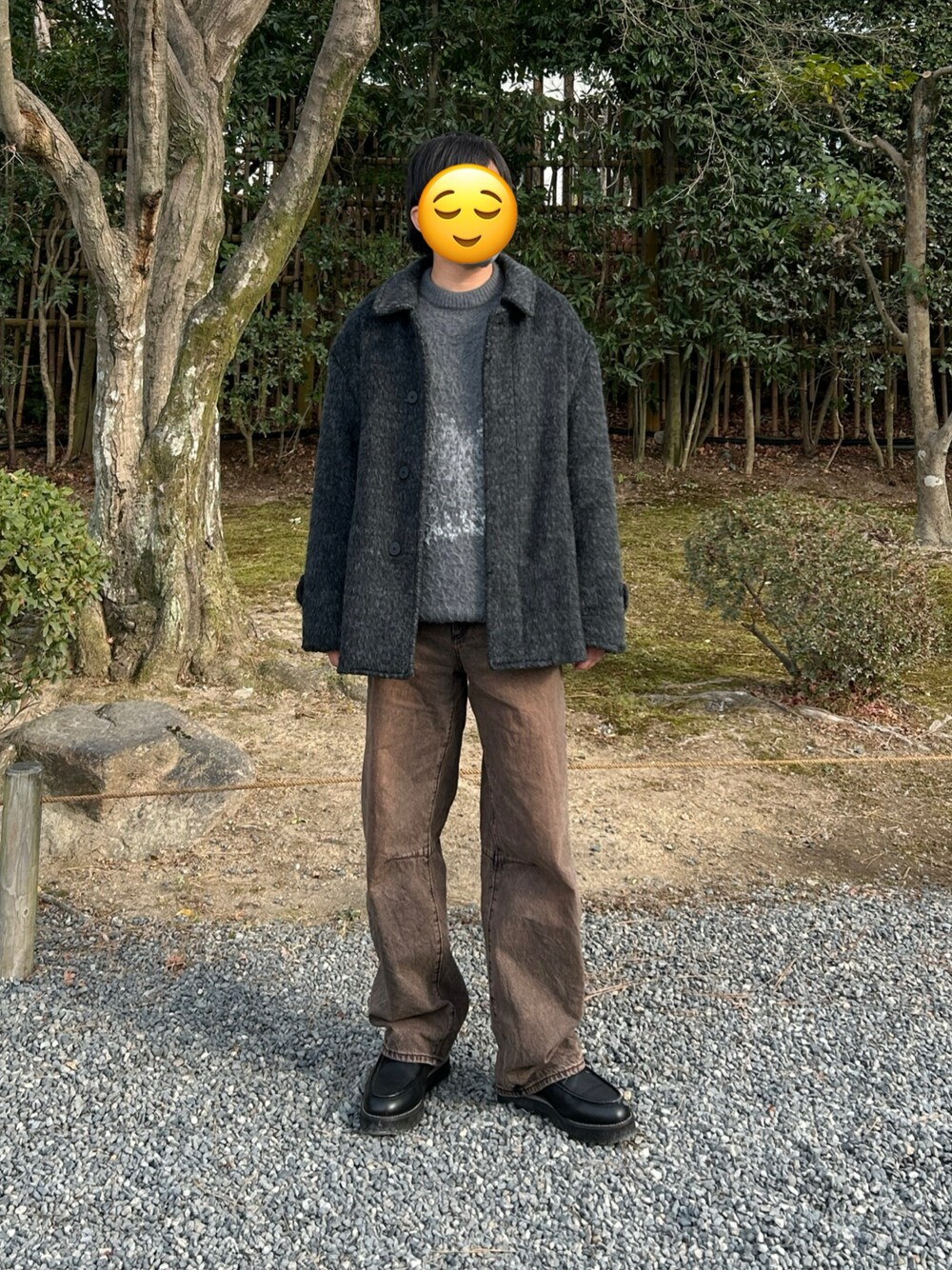 「休日スタイル、大人コーデ、ゆるコーデ」｜「MAISON CLUBのアイテム（ブーツ、ブラック系）」を使った、ゆうとんさん（骨格ナチュラル・メンズ・167cm）の冬コーディネートの1枚目の写真